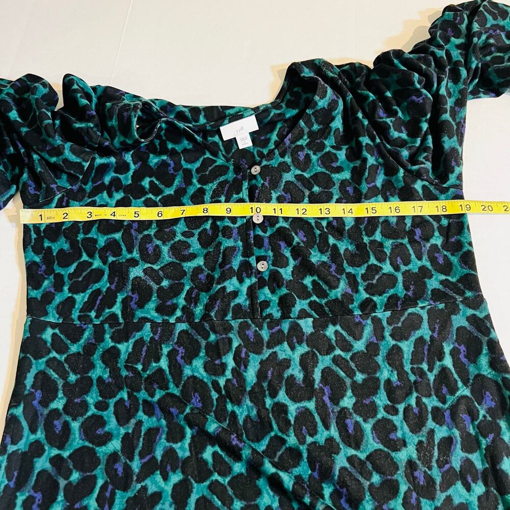 J. Jill Leopard Print A Line Dress Size SP Small Petite Green Multi - Picture 6 of 8